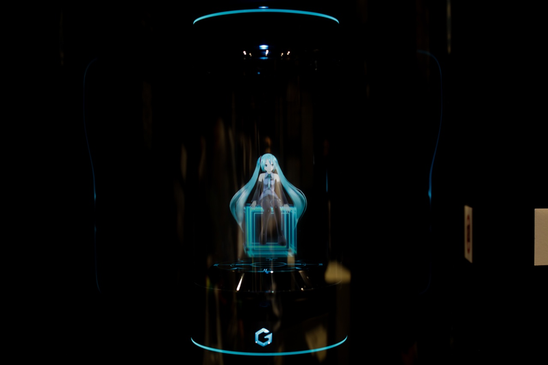 A hologram virtual home robot called ‘Living With Hatsune Miku’ developed by Gatebox is displayed during the ‘Magical Mirai 2017' at Makuhari Messe on September 1, 2017 in Chiba, Japan. The hologram ‘girlfriend’ robot ‘lives’ in 52-centimetre transparent cylinder, equipped human detecting sensor, speaker camera, also with Bluetooth technology ‘she’ can operate home appliances, that enables to interacts with the owner, like Siri of Apple or Alexa of Amazon. (Photo by Taro Karibe/Getty Images)